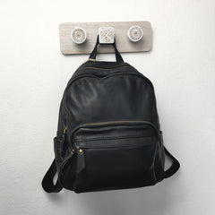 Fashion Womens Black Leather Backpack School Backpack Stachel Backpack For Women