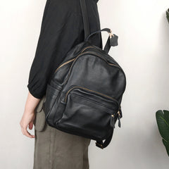 Fashion Womens Black Leather Backpack School Backpack Stachel Backpack For Women