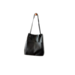 Fashion Womens Khaki Leather Tote Bag Vertical Coffee Shoulder Tote Bag Bucket Tote For Women