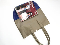 Fashion Womens Blue Gray Leather Vertical Tote Bags Blue Gray Shoulder Tote Bag Handbag Tote For Women