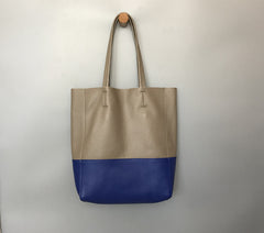 Fashion Womens Blue Gray Leather Vertical Tote Bags Blue Gray Shoulder Tote Bag Handbag Tote For Women