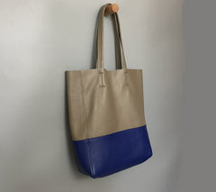Fashion Womens Blue Gray Leather Vertical Tote Bags Blue Gray Shoulder Tote Bag Handbag Tote For Women