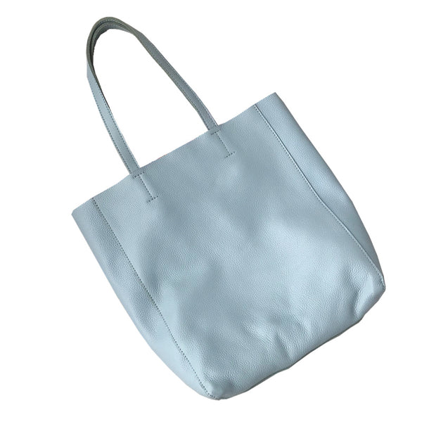 Fashion Womens Blue Leather Vertical Tote Bags - Lifestyle View