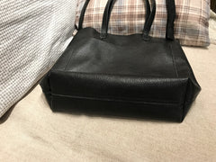 Fashion Womens Brown Leather Vertical Tote Bag Black Shoulder Tote Bag Handbag Tote For Women