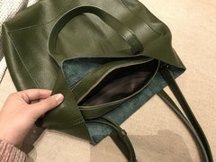 Fashion Womens Brown Leather Vertical Tote Bag Black Shoulder Tote Bag Handbag Tote For Women