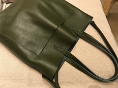 Fashion Womens Brown Leather Vertical Tote Bag Black Shoulder Tote Bag Handbag Tote For Women