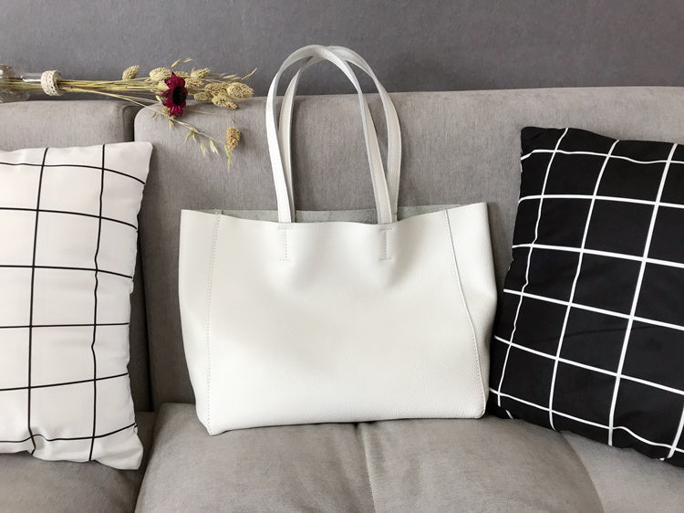 Fashion Womens White Leather Tote Bags White Shoulder Tote Bags White Handbags Tote For Women