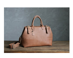Fashion Womens Brown Leather doctor handbag shoulder doctor bag Purse for women