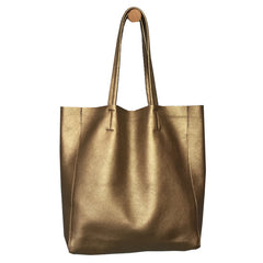 Fashion Womens Bronze Silver Leather Oversize Tote Bag Gold Shoulder Tote Bags Handbag Tote For Women