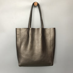 Fashion Womens Bronze Silver Leather Oversize Tote Bags Gold Shoulder Tote Bag Handbag Tote For Women