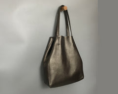 Fashion Womens Bronze Silver Leather Oversize Tote Bags Gold Shoulder Tote Bag Handbag Tote For Women