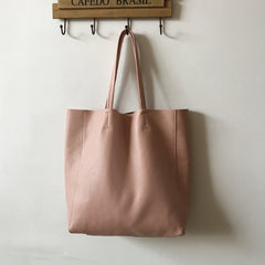Fashion Womens Light Pink Leather Oversize Tote Bag Pink Shoulder Tote Bag Pink Handbag Tote For Women