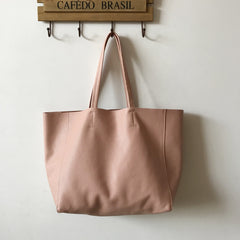 Fashion Womens Light Pink Leather Oversize Tote Bag Pink Shoulder Tote Bag Pink Handbag Tote For Women