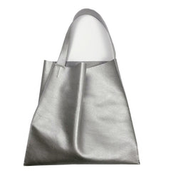Fashion Womens Silver Leather Vertical Tote Bag Silver Shoulder Tote Bags Handbag Tote For Women