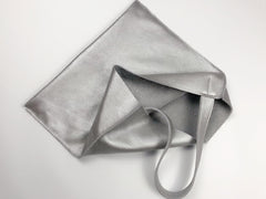 Fashion Womens Silver Leather Vertical Tote Bag Silver Shoulder Tote Bags Handbag Tote For Women