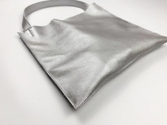 Fashion Womens Silver Leather Vertical Tote Bag Silver Shoulder Tote Bags Handbag Tote For Women