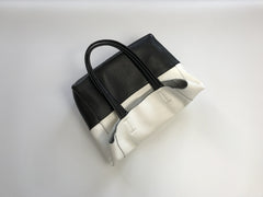 Fashion Womens White Black Leather Vertical Tote Bags White Black Shoulder Tote Bag Handbag Tote For Women