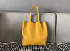 Fashion Womens Yellow Leather Vertical Tote Bags Yellow Shoulder Tote Bags Yellow Handbags Tote For Women