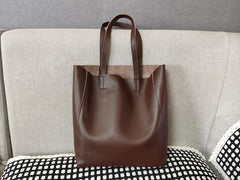 Fashion Womens Brown Leather Vertical Tote Bags Brown Shoulder Tote Bags Brown Handbags Tote For Women