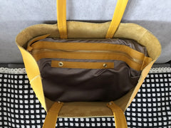 Fashion Womens Yellow Leather Oversize Tote Bag Yellow Shoulder Tote Bag Handbag Tote For Women