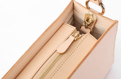 Fashion Beige Leather Women Box Tote Bag Box Handbag Shoulder Bag For Women