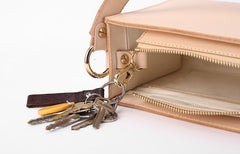 Fashion Beige Leather Women Box Tote Bag Box Handbag Shoulder Bag For Women