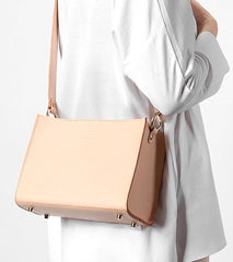 Fashion Beige Leather Women Box Tote Bag Box Handbag Shoulder Bag For Women