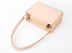 Fashion Beige Leather Women Box Tote Bag Box Handbag Shoulder Bag For Women