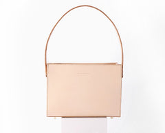 Fashion Beige Leather Women Box Tote Bag Box Handbag Shoulder Bag For Women
