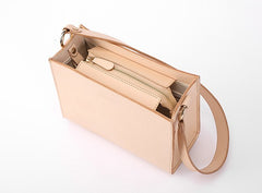 Fashion Beige Leather Women Box Tote Bag Box Handbag Shoulder Bag For Women