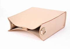 Fashion Beige Leather Women Handbag Tote Box Tote Bag Box Shoulder Bag For Women