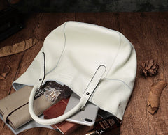 Fashion Black Leather Handbag Tote Shopper Bag White Shoulder Tote Purse For Women