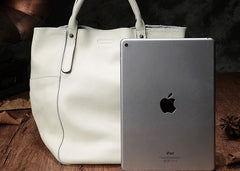 Fashion Black Leather Handbag Tote Shopper Bag White Shoulder Tote Purse For Women