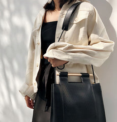 Fashion Black Leather Womens Unique Handbag Purse Shoulder Bag For Women