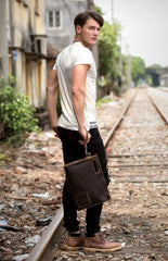 Fashion Black Mens Leather 10 inches Mens Gray Messenger Bag Brown Courier Bag Clutch Bag for Men