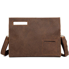 Fashion Black Mens Leather 10 inches Mens Gray Messenger Bag Brown Courier Bag Clutch Bag for Men