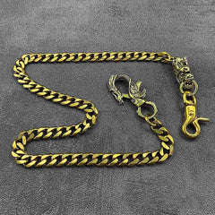 Cool Brass Mens Chinese Dragon Hooks 18‘’ Key Chain Long Pants Chain Wallet Chain Motorcycle Wallet Chain for Men