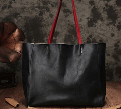 Fashion Brown Large Leather Tote Bag Shopper Bag Big Black Tote Purse For Women