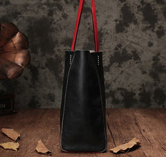 Fashion Brown Large Leather Tote Bag Shopper Bag Big Black Tote Purse For Women