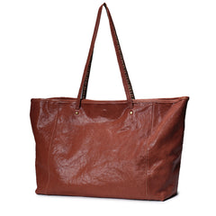 Fashion Brown Leather Tote Bag Shopper Bag Black Tote Purse For Women