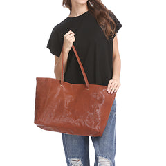 Fashion Brown Leather Tote Bag Shopper Bag Black Tote Purse For Women