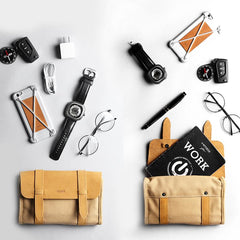 Fashion Canvas Men's Twofold Multi-Function Digital Storage Bag Mobile Phone Clutch For Men