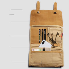 Fashion Canvas Men's Twofold Multi-Function Digital Storage Bag Mobile Phone Clutch For Men