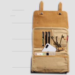 Fashion Canvas Men's Twofold Multi-Function Digital Storage Bag Mobile Phone Clutch For Men
