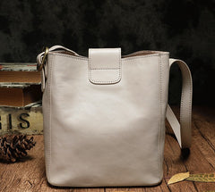 Fashion Leather Brown Gray Bucket Shoulder Bag Barrel Purse With Clutch For Women