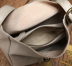 Fashion Leather Brown Gray Bucket Shoulder Bag Barrel Purse With Clutch For Women