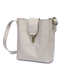 Fashion Leather Brown Gray Bucket Shoulder Bag Barrel Purse With Clutch For Women