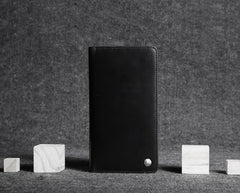 Casual Leather Men's Black Trifold Long Wallet Passport Wallet For Men