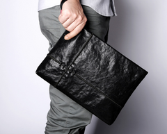 Fashion Leather Men's Black Envelope Clutch Wristlet Clutch Business Clutch For Men