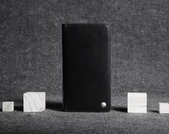 Fashion Leather Men's Trifold Long Wallet Black Gray Long Wallet For Men